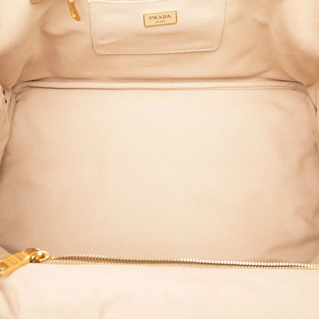 Prada Large Canvas Canapa Bijoux Satchel Beige Very good - Model View