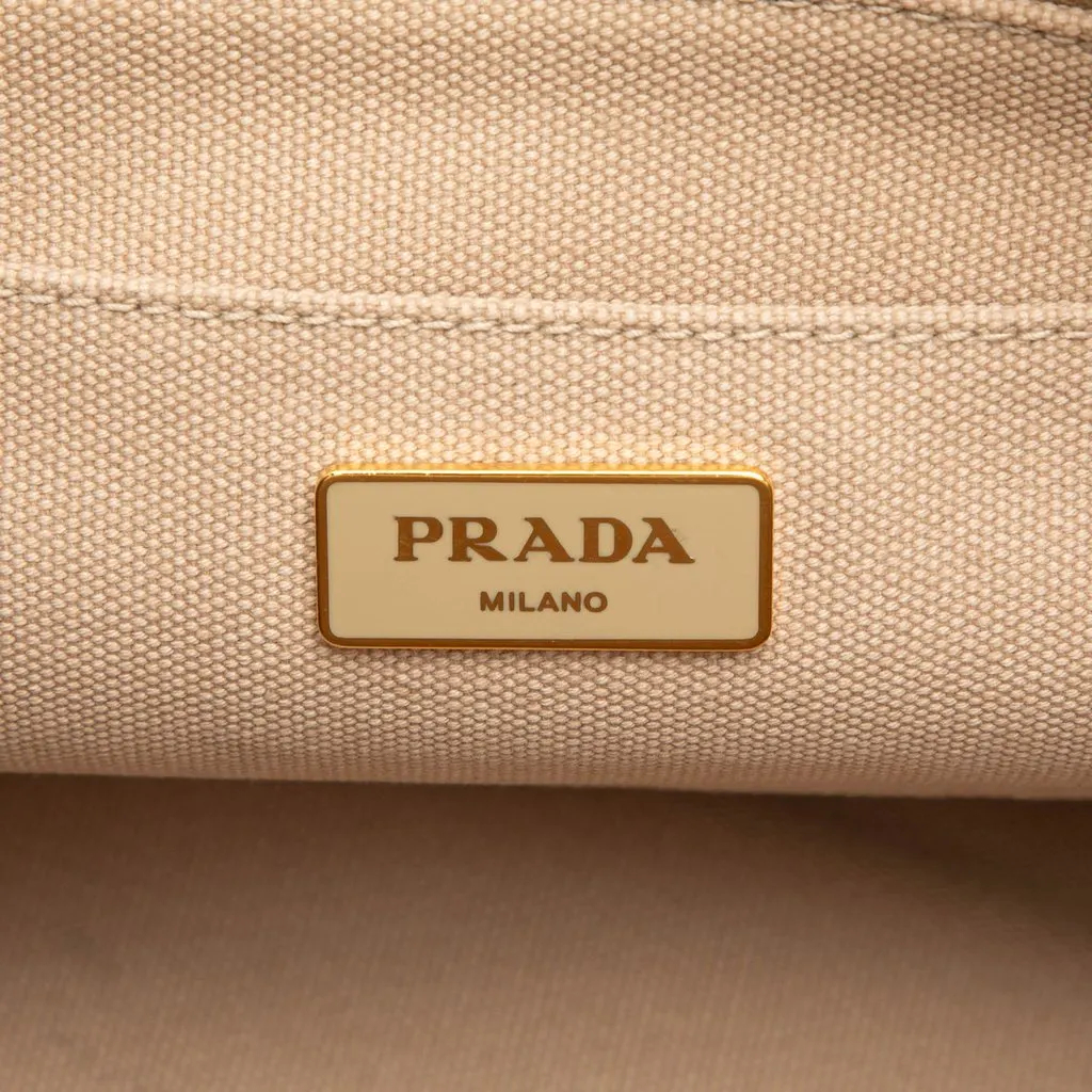 Prada Large Canvas Canapa Bijoux Satchel Beige Very good - Box View