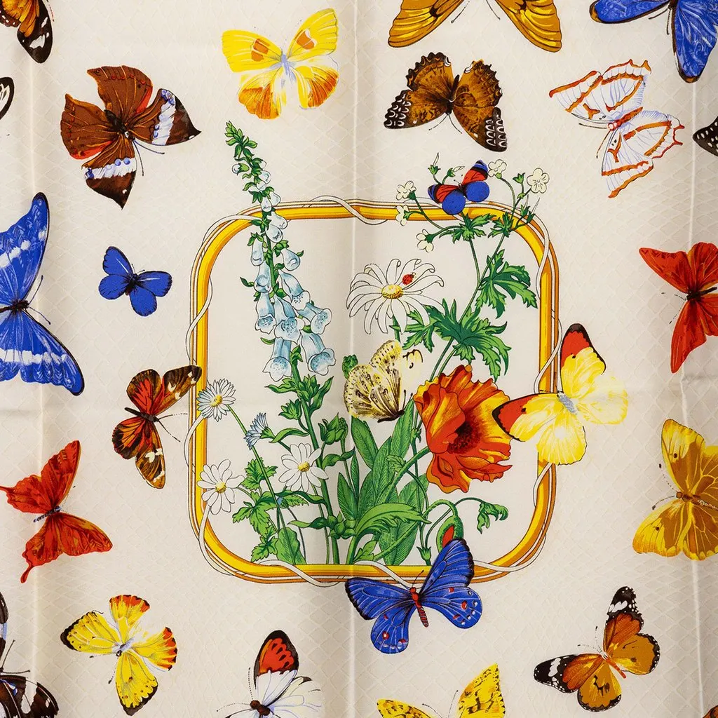 Hermès Farandole Silk Scarf 90 Blue Silk Never worn - Back View