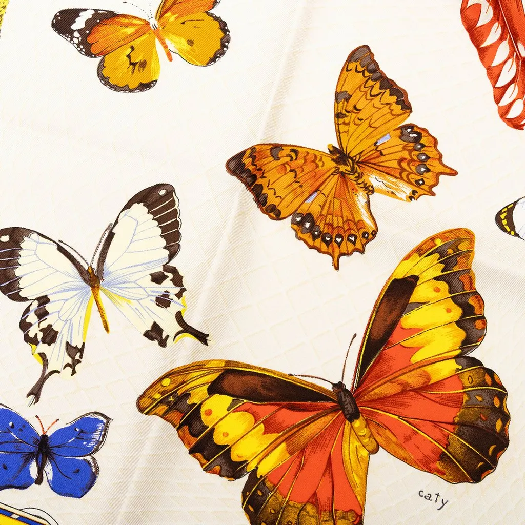 Hermès Farandole Silk Scarf 90 Blue Silk Never worn - Inside View