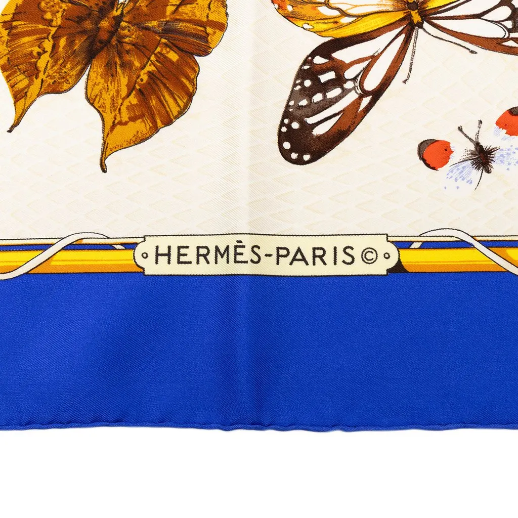 Hermès Farandole Silk Scarf 90 Blue Silk Never worn - Box View