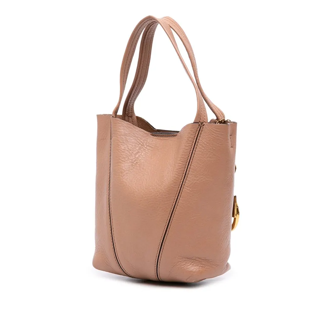 Chloé Small Grained Calfskin Spin Satchel Brown Leather Very good - Back View