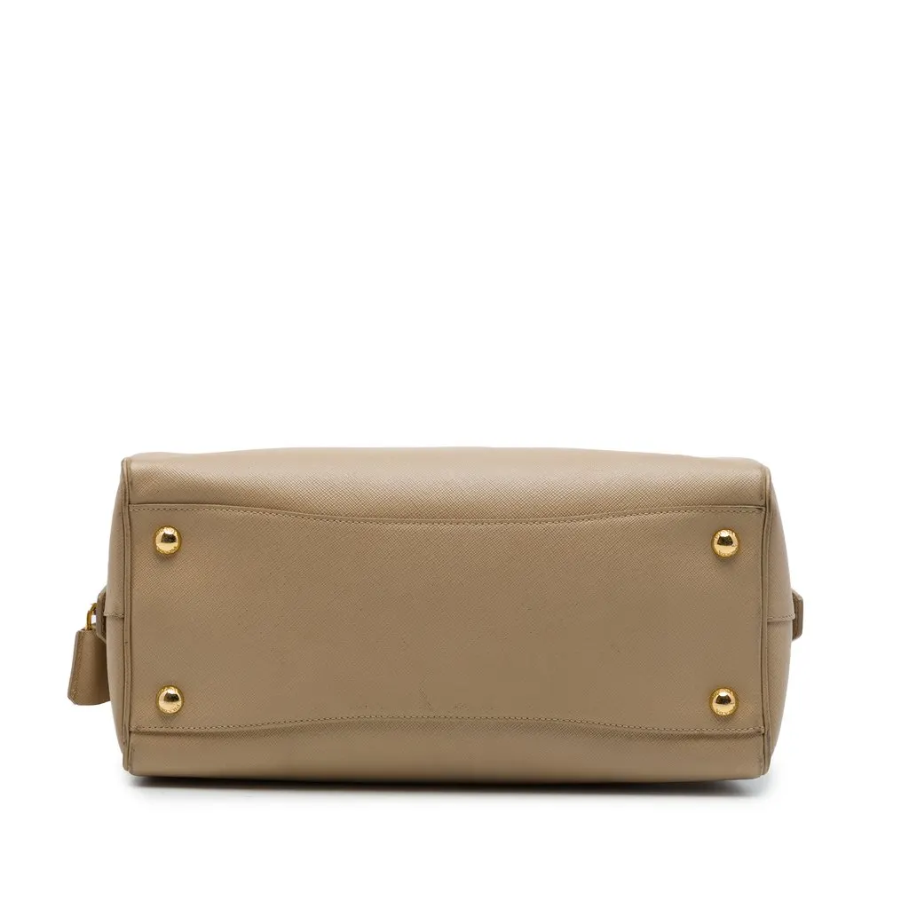 Prada Saffiano Lux Convertible Bowler Bag Beige Leather Good - Inside View