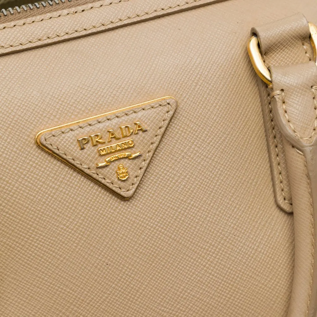 Prada Saffiano Lux Convertible Bowler Bag Beige Leather Good - Box View