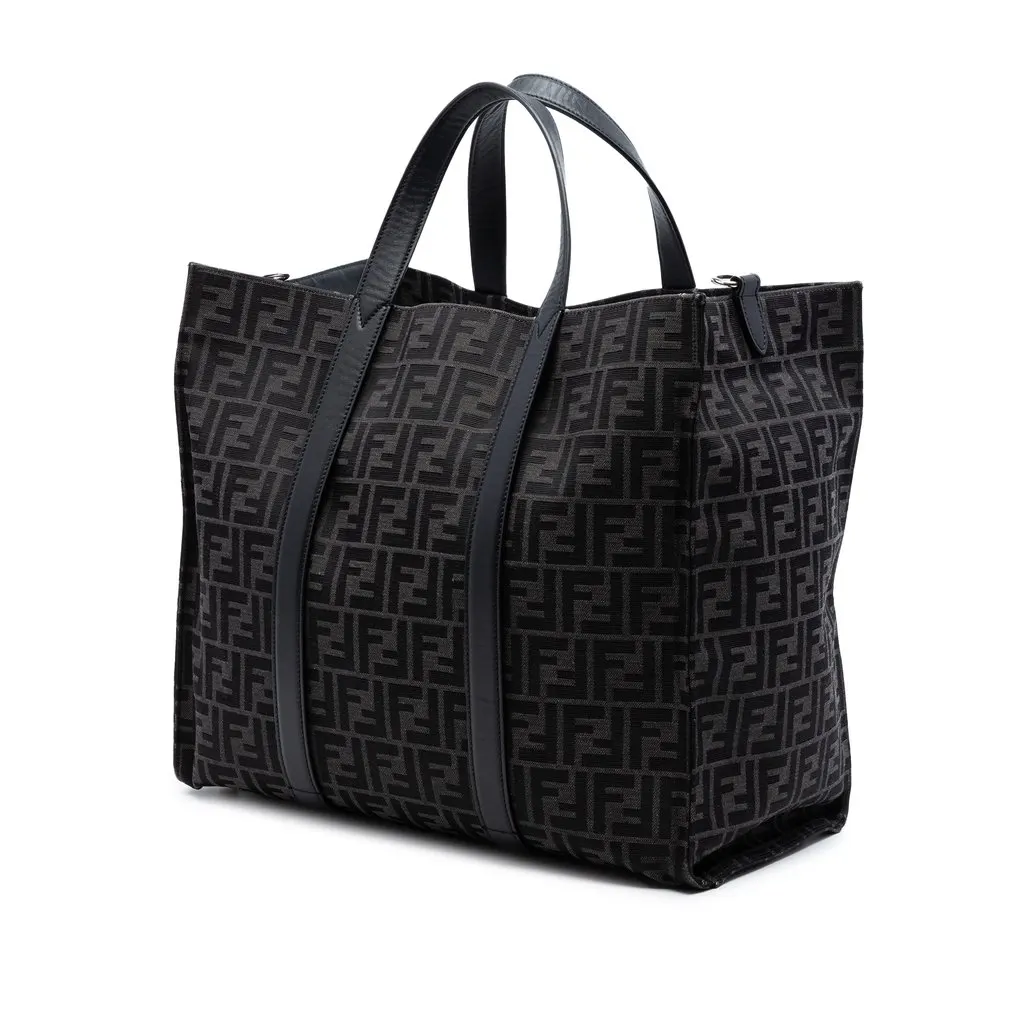Fendi Large Zucca Jacquard Shopper Tote Black Very good - Back View