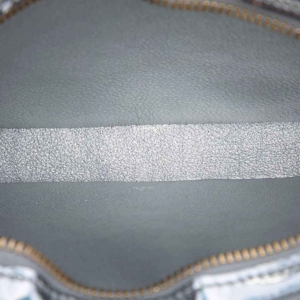 Celine Medium Metallic Leather Croque Shoulder Bag Silver Leather Very good - Model View