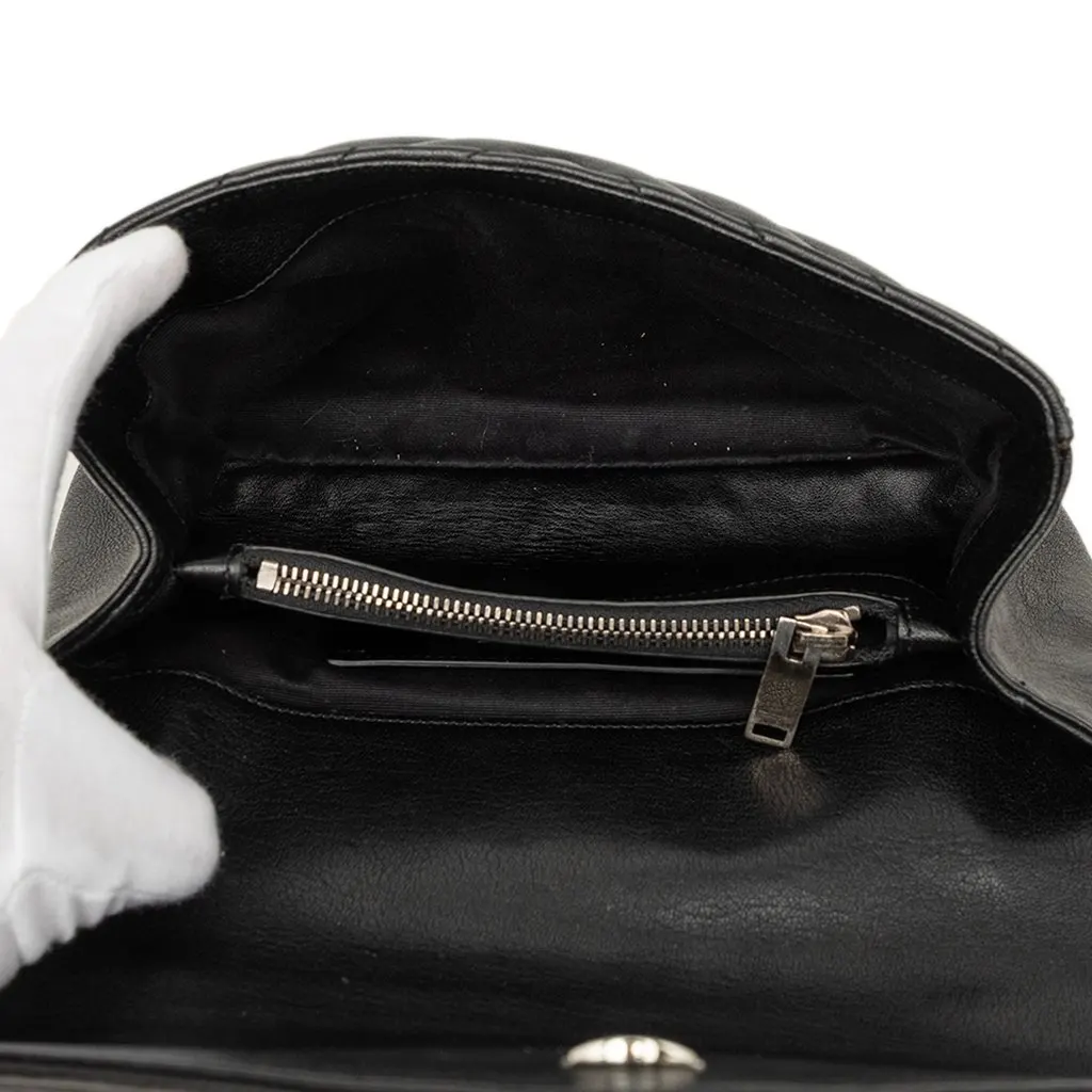 Saint Laurent Medium Chevron Sheepskin Monogram College Satchel Black Leather Very good - Model View