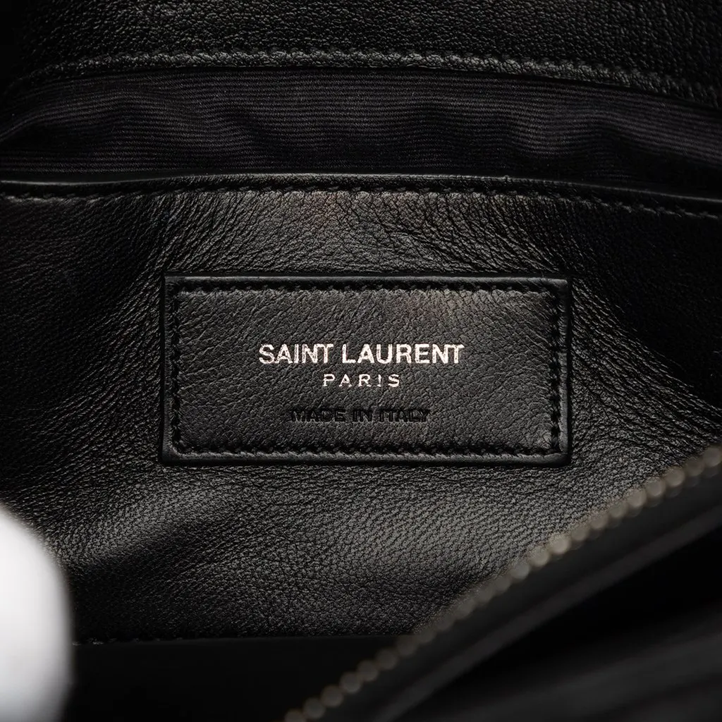 Saint Laurent Medium Chevron Sheepskin Monogram College Satchel Black Leather Very good - Box View