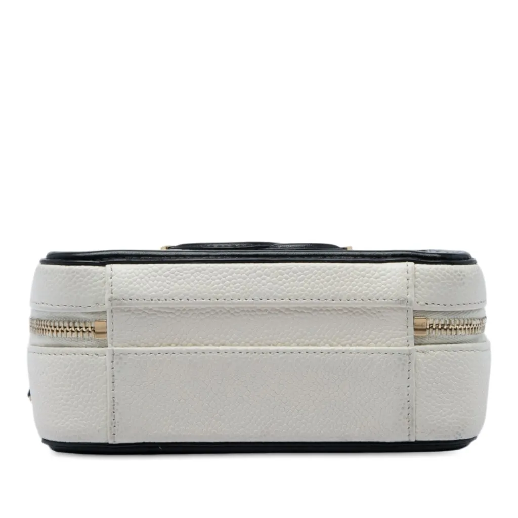 Chanel Small Caviar CC Filigree Vanity Case White Leather Very good - Inside View