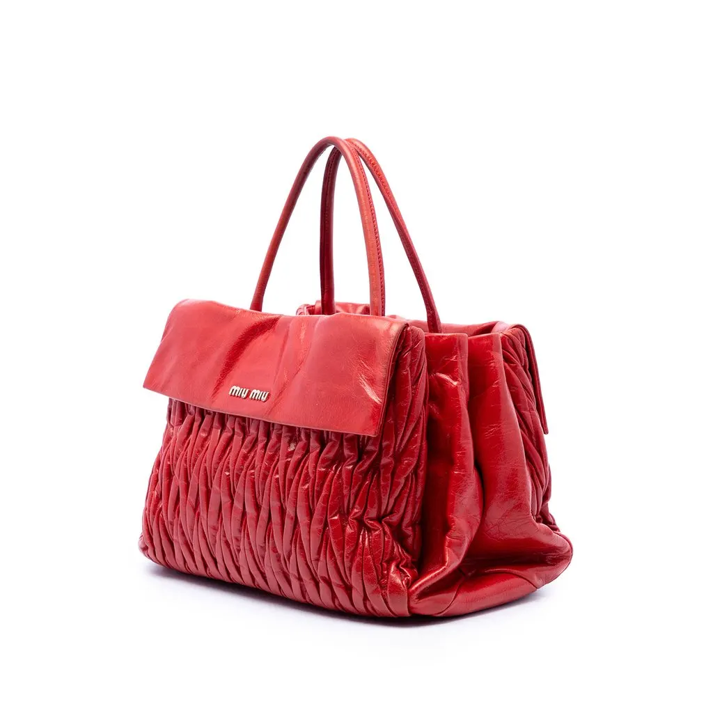 Miu Miu Matelasse Nappa Lux Bauletto Convertible Handbag Red Leather Very good - Back View