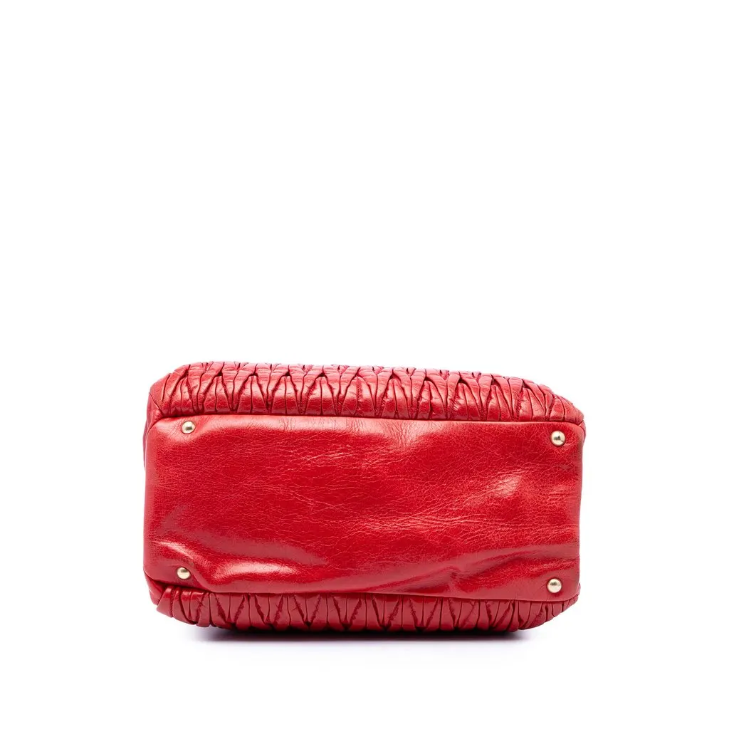 Miu Miu Matelasse Nappa Lux Bauletto Convertible Handbag Red Leather Very good - Inside View