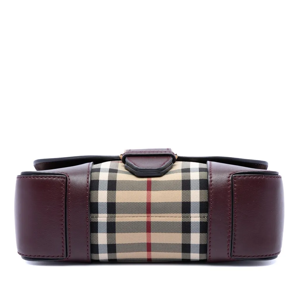 Burberry Small Haymarket Check Nylon and Leather Dickens Crossbody Red Leather Very good - Inside View