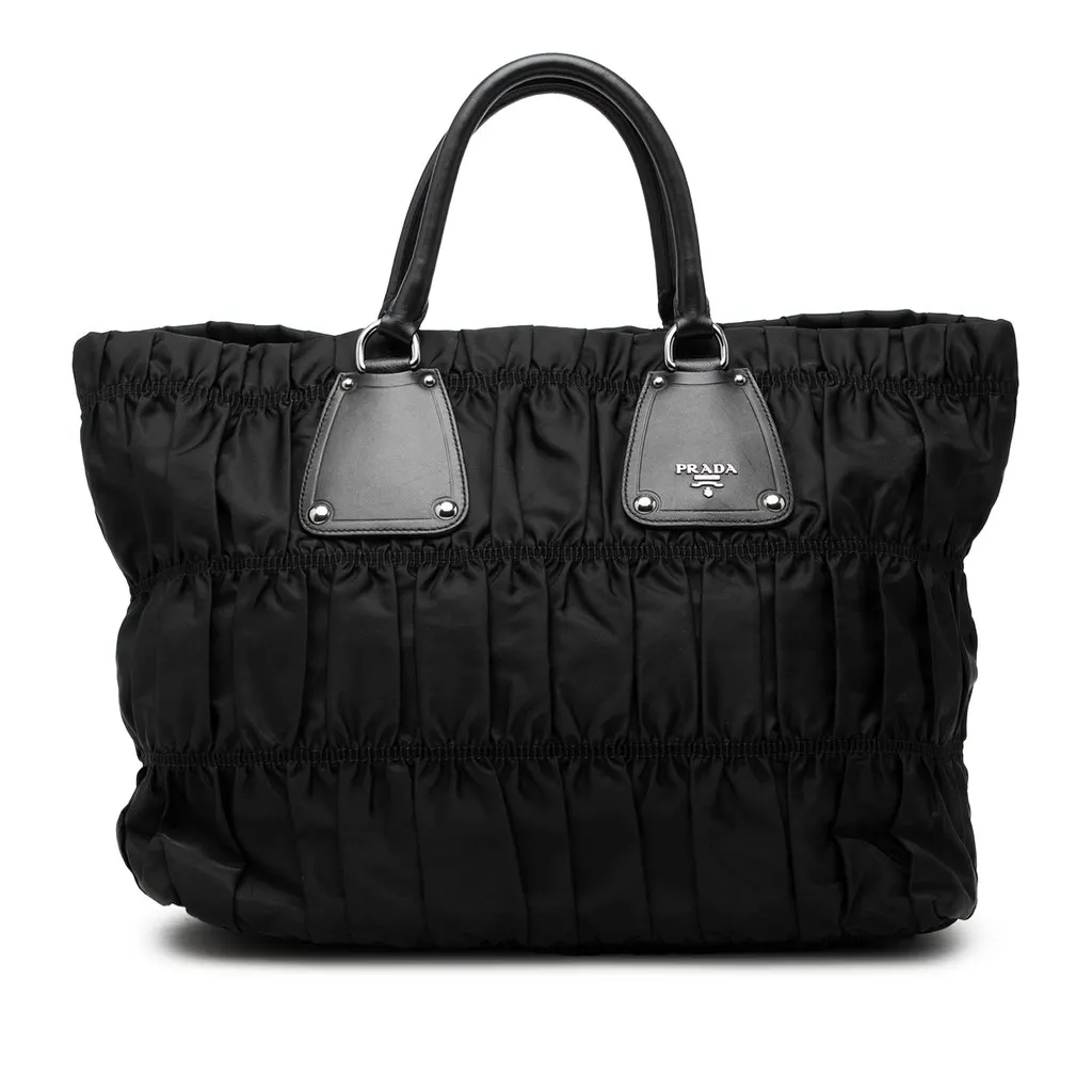 Prada Tessuto Gaufre Tote Black Polyamide Good - Front View