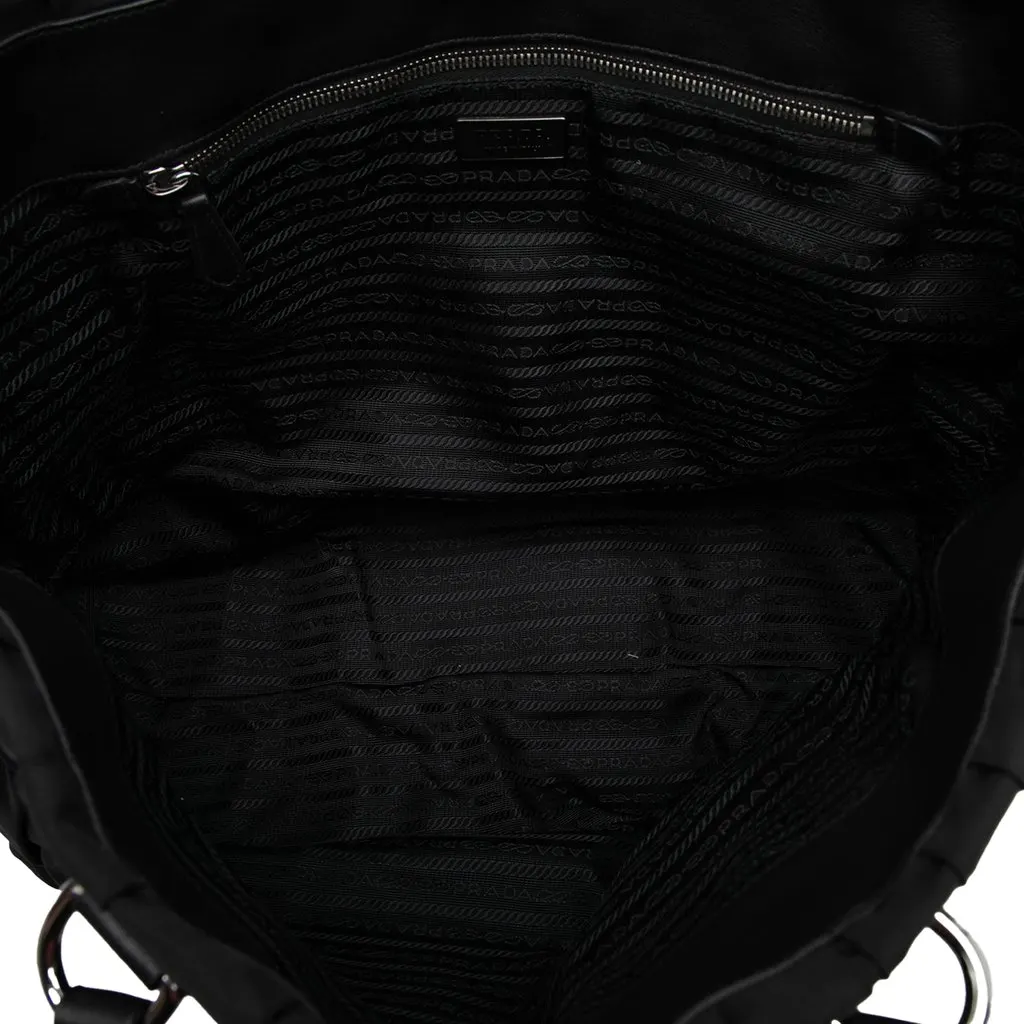 Prada Tessuto Gaufre Tote Black Polyamide Good - Model View