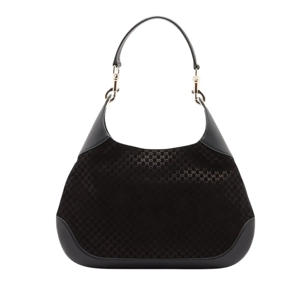 Gucci Medium Micro GG Suede B Hobo Black Leather Very good - Back View