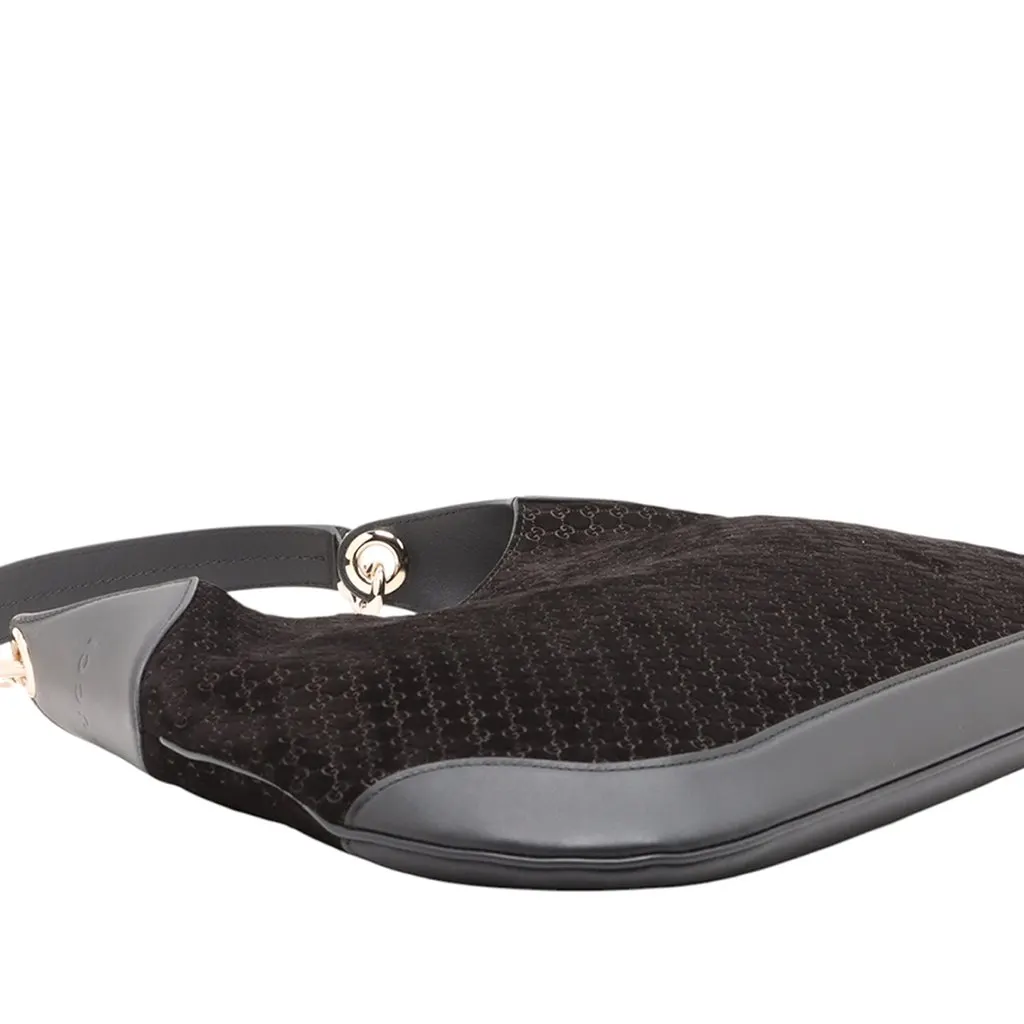 Gucci Medium Micro GG Suede B Hobo Black Leather Very good - Inside View