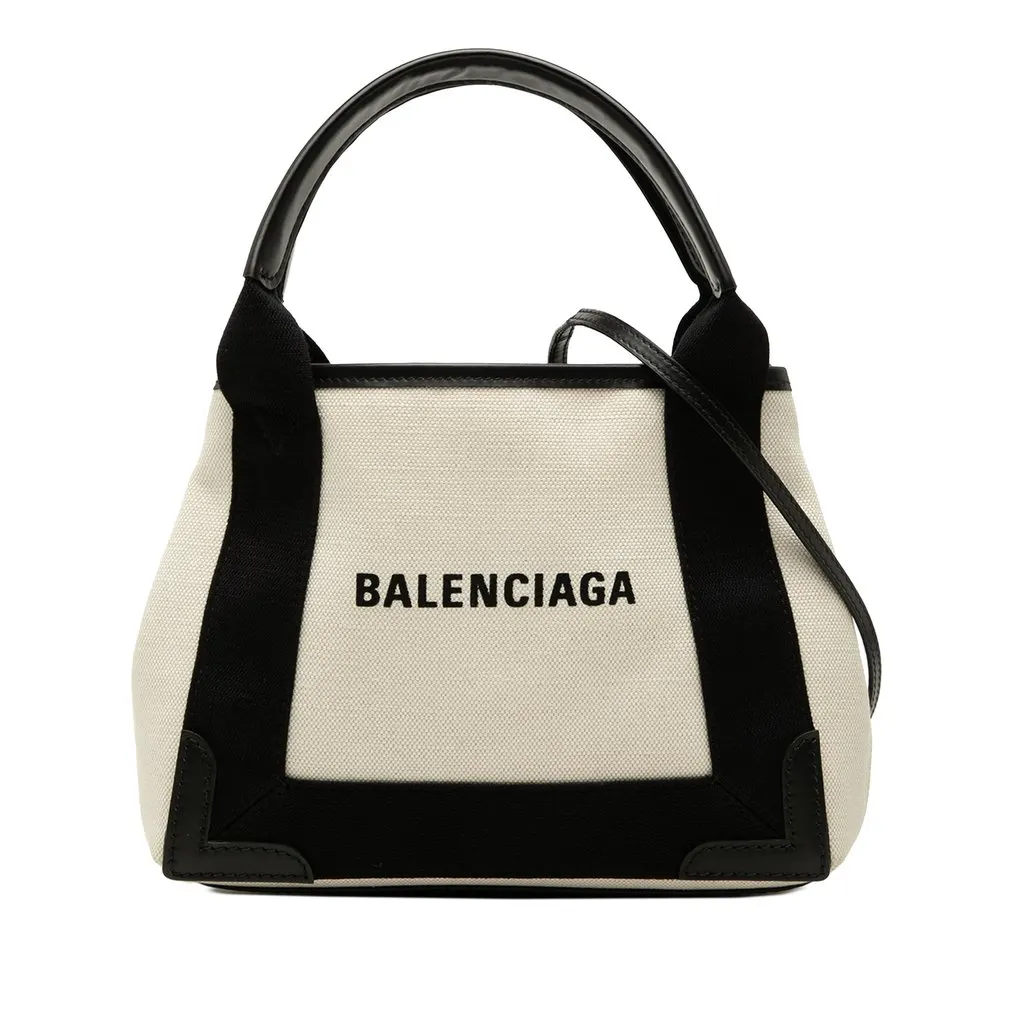 Balenciaga Canvas Navy Cabas Satchel XS Brown Canvas Very good - Front View