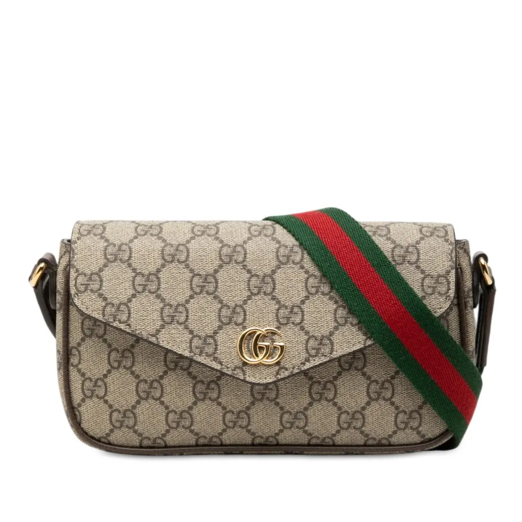 Gucci GG Supreme Web Ophidia Pochette Crossbody Beige Very good - Front View