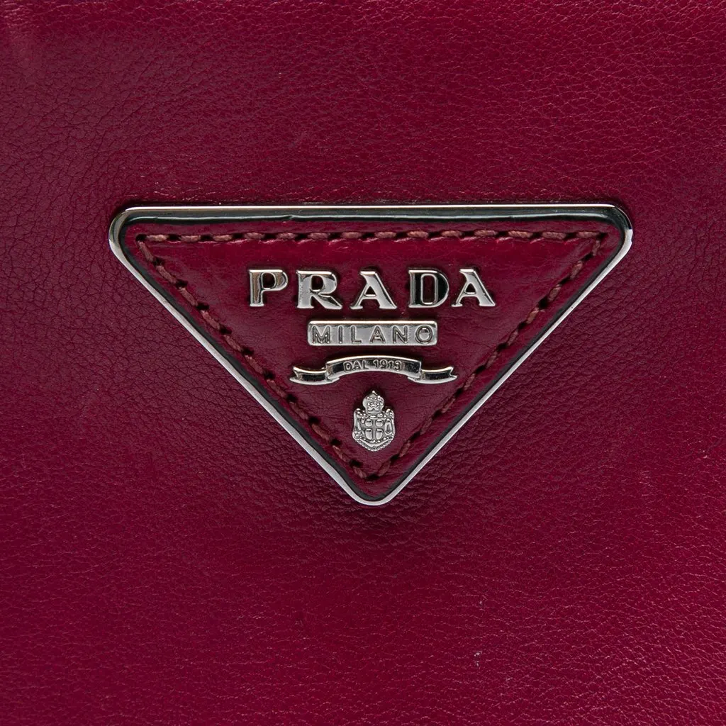 Prada Glace Calf Twin Pocket Double Handle Satchel Red Leather Good - Box View
