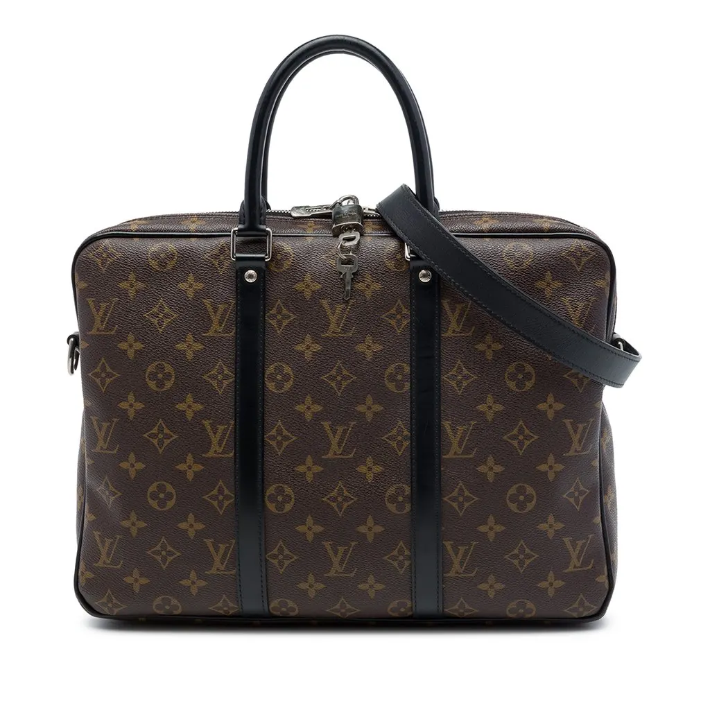 Louis Vuitton Monogram Macassar Porte Documents Jour Brown Canvas Very good - Front View