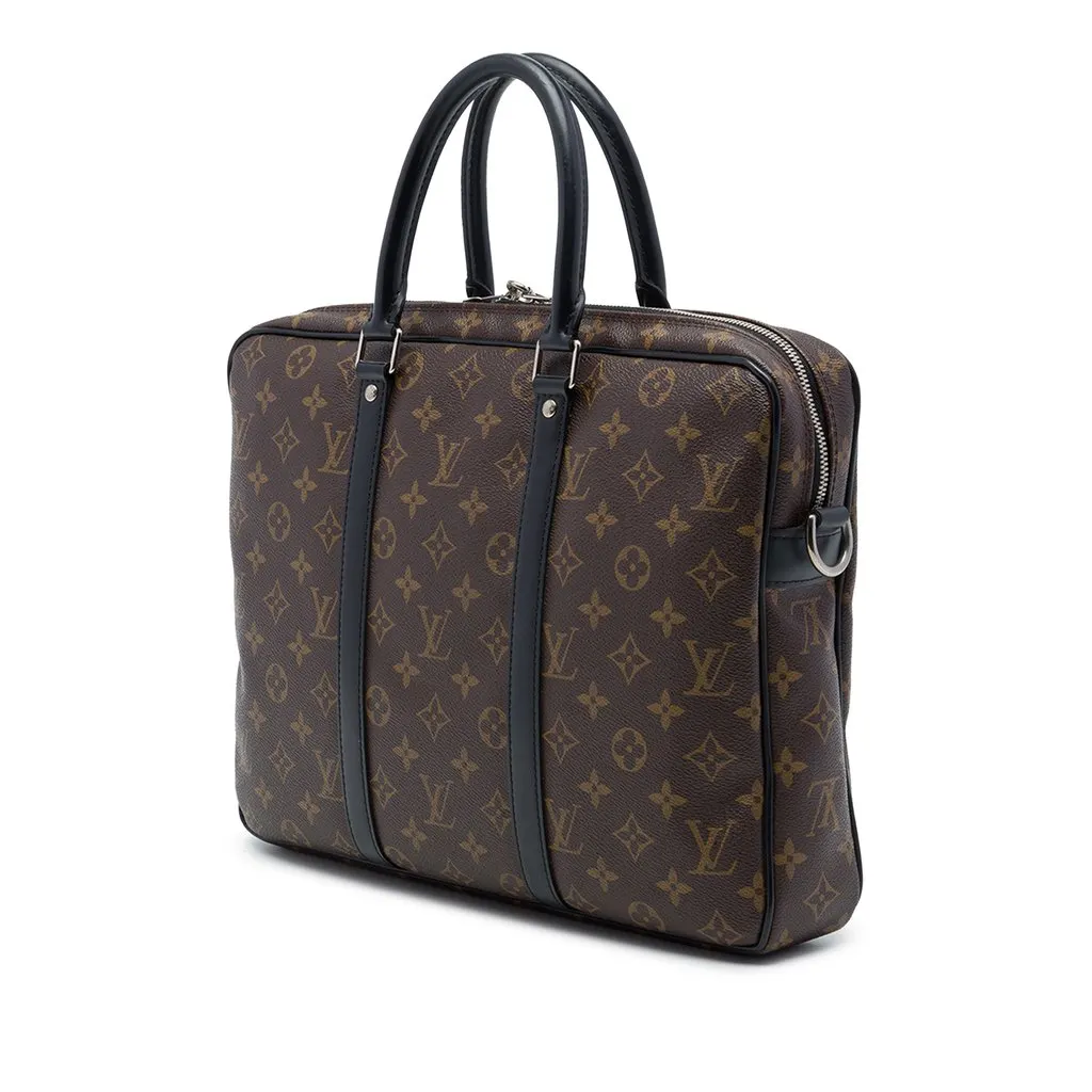 Louis Vuitton Monogram Macassar Porte Documents Jour Brown Canvas Very good - Back View