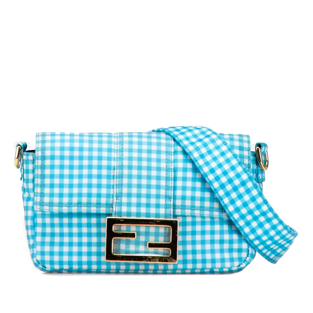 Fendi Joshua Vides Mini Nylon Convertible Baguette Satchel Blue Very good - Front View