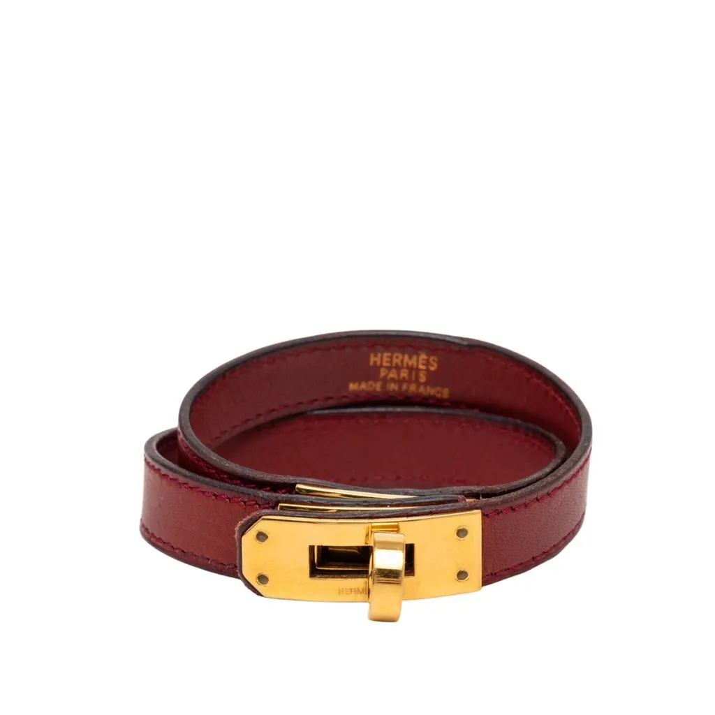 Hermès Swift Kelly Double Tour Bracelet Red Leather Very good - Front View