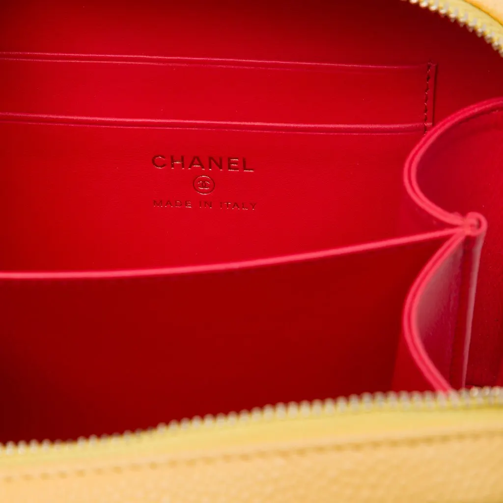Chanel Mini Tricolor Caviar CC Filigree Vanity Case Orange Leather Very good - Box View