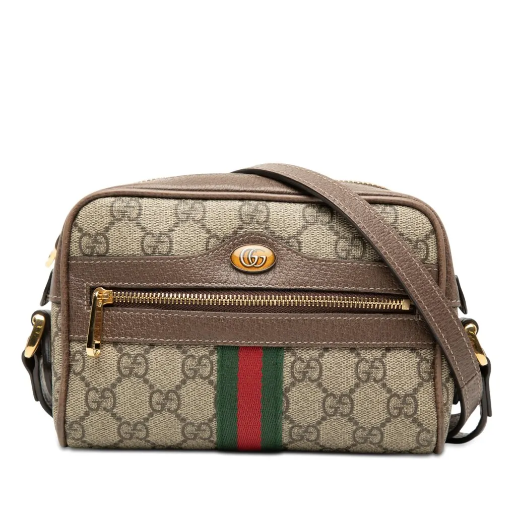 Gucci Mini GG Supreme Web Ophidia Crossbody Beige Very good - Front View