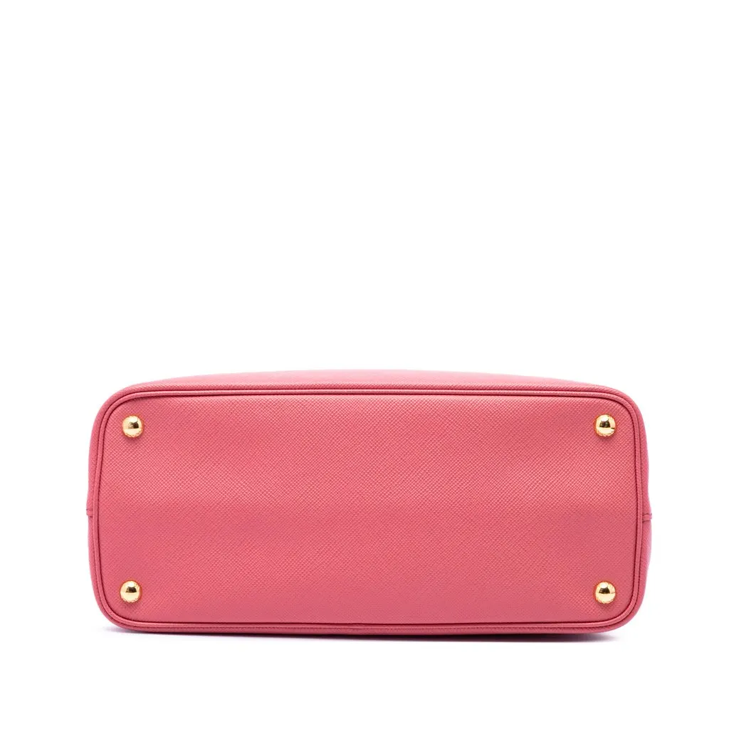 Prada Medium Saffiano Cuir Double Satchel Pink Leather Good - Inside View