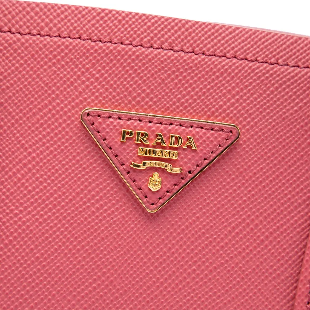 Prada Medium Saffiano Cuir Double Satchel Pink Leather Good - Box View