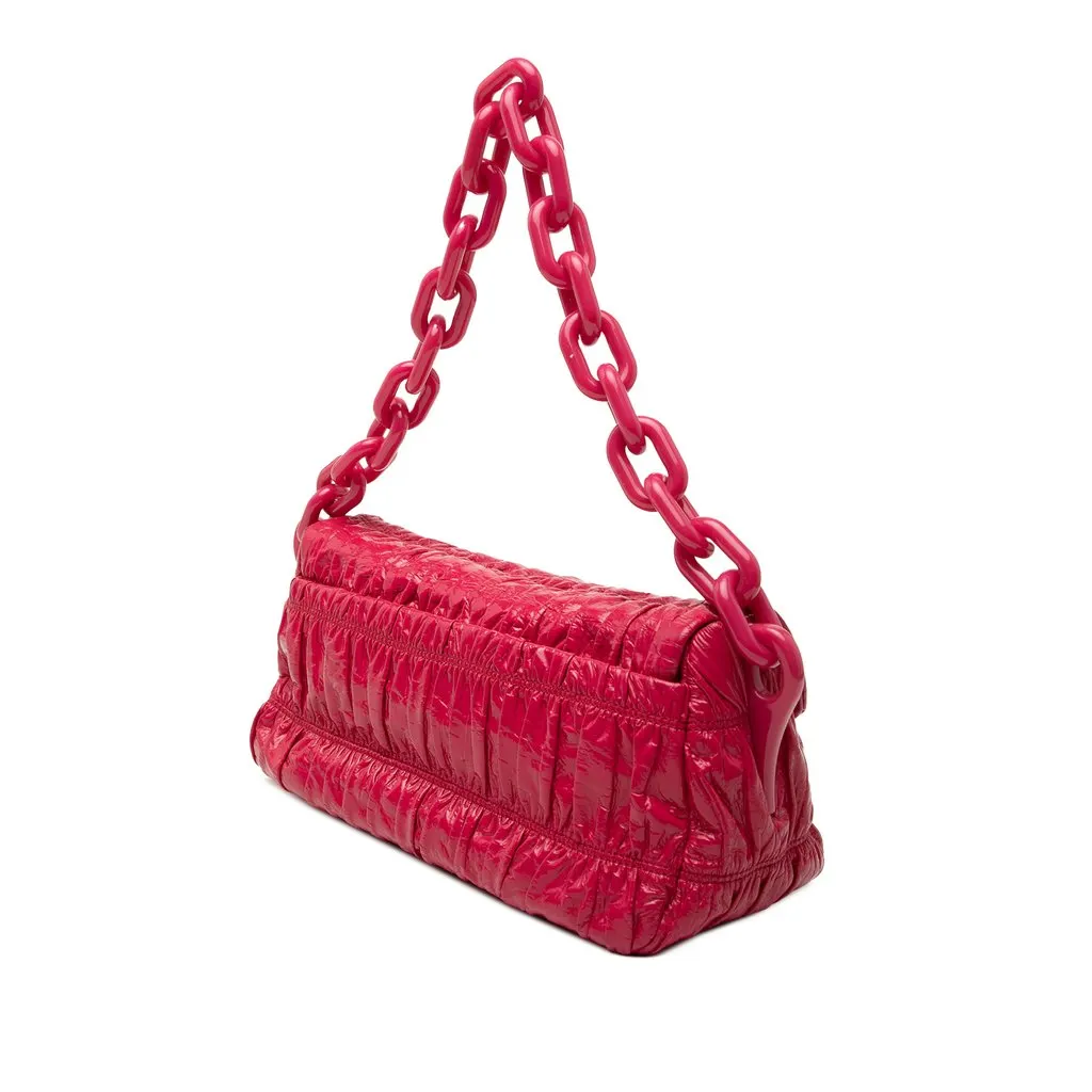 Prada Vernice Gaufre Shoulder Bag Pink Leather Very good - Back View