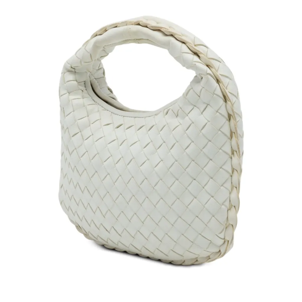 Bottega Veneta Mini Nappa Intrecciato Veneta Hobo White Leather Very good - Back View