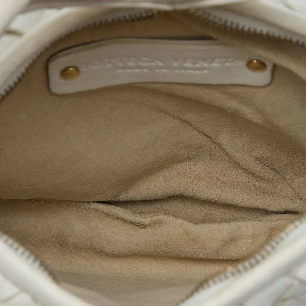 Bottega Veneta Mini Nappa Intrecciato Veneta Hobo White Leather Very good - Model View