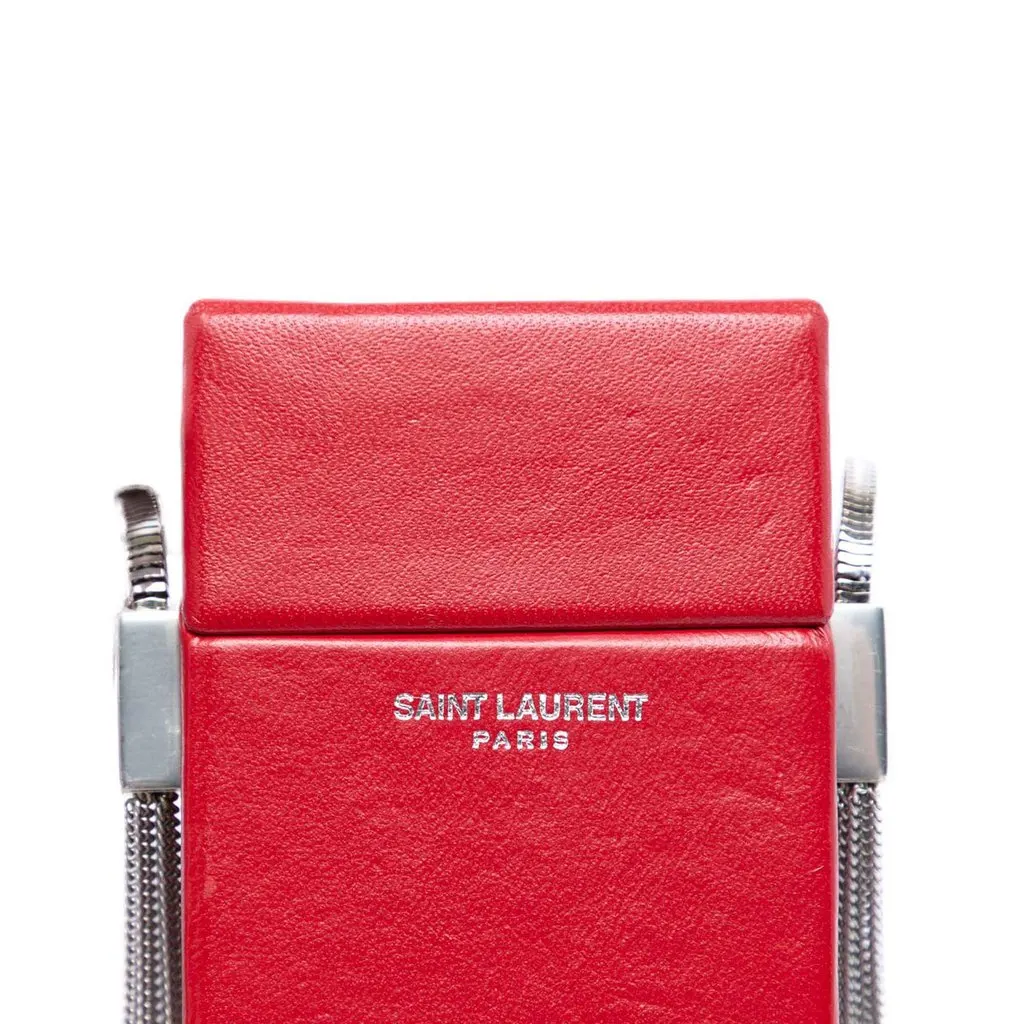 Saint Laurent Mini Lambskin Smoking Box Crossbody Red Leather Very good - Model View