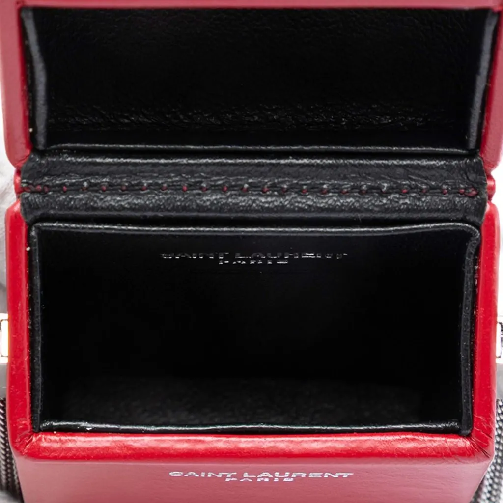 Saint Laurent Mini Lambskin Smoking Box Crossbody Red Leather Very good - Box View