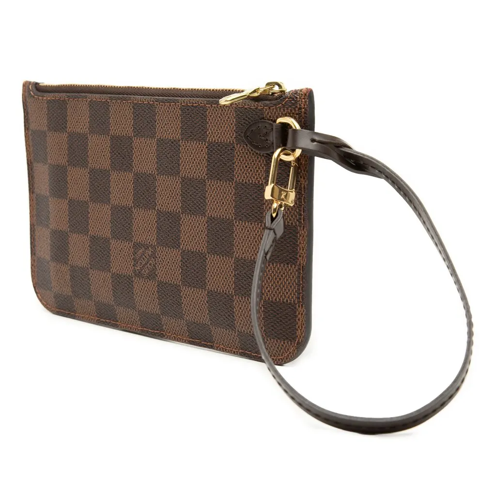 Louis Vuitton Damier Ebene Neverfull MM Pouch Brown Canvas Very good - Back View