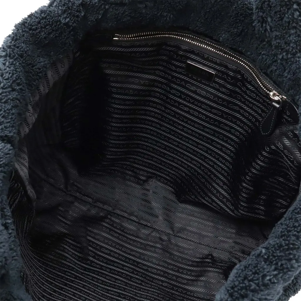 Prada Spugna Terry Cloth Logo Tote Black Very good - Inside View
