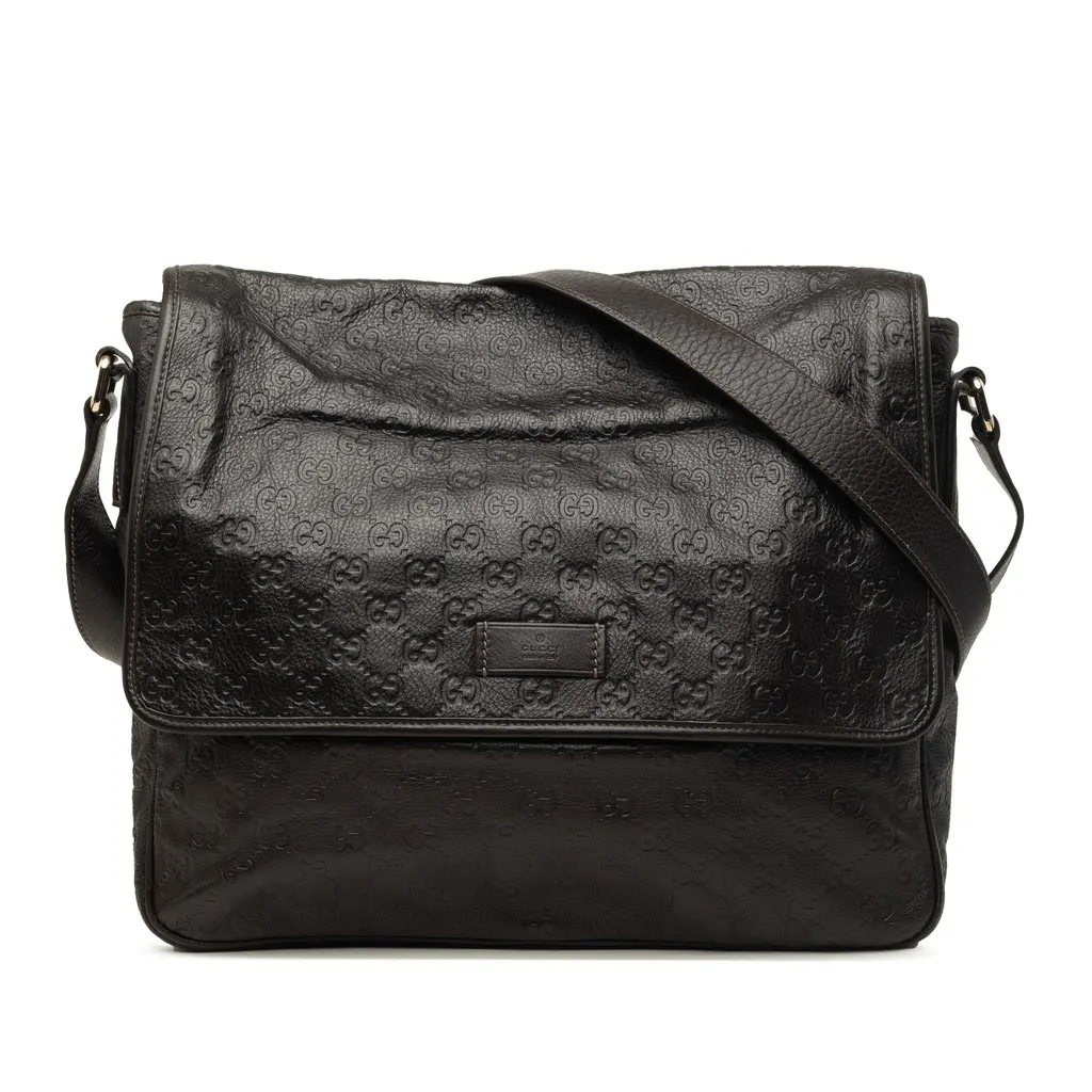 Gucci Guccissima Messenger Bag Brown Leather Very good - Front View
