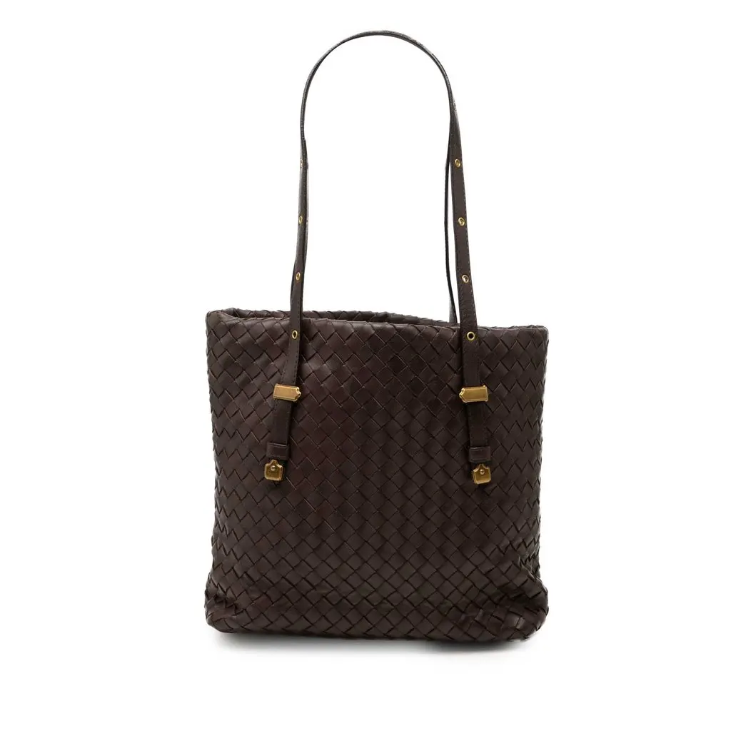 Bottega Veneta Small Nappa Intrecciato Tote Brown Leather Very good - Front View