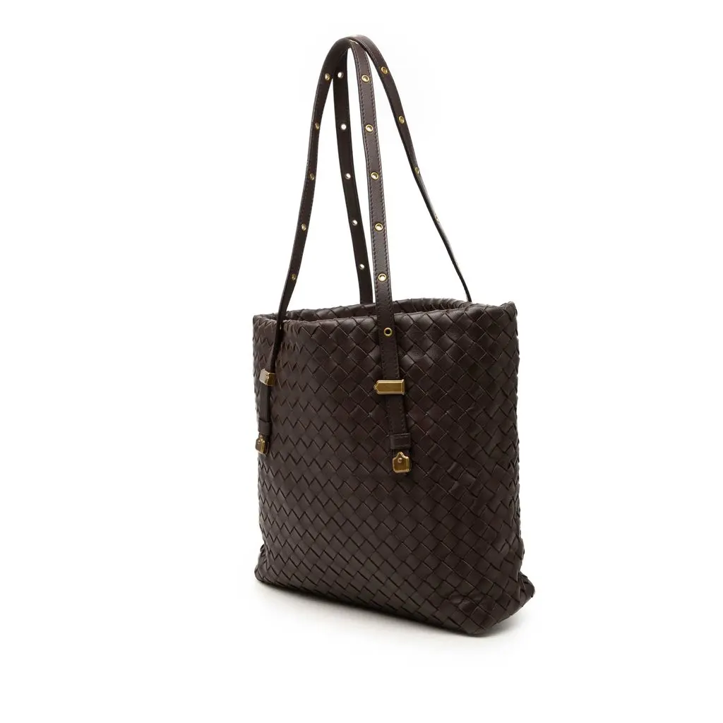 Bottega Veneta Small Nappa Intrecciato Tote Brown Leather Very good - Back View