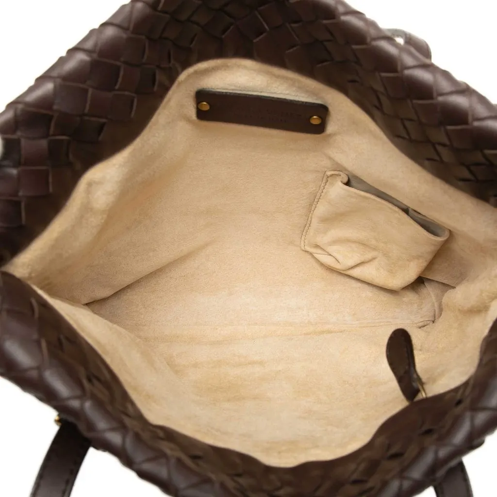 Bottega Veneta Small Nappa Intrecciato Tote Brown Leather Very good - Model View