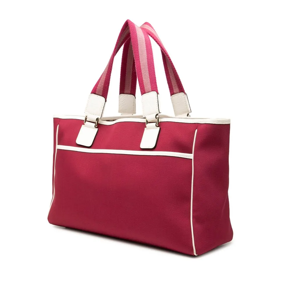 Gucci Canvas Web Tote Pink Canvas Good - Back View