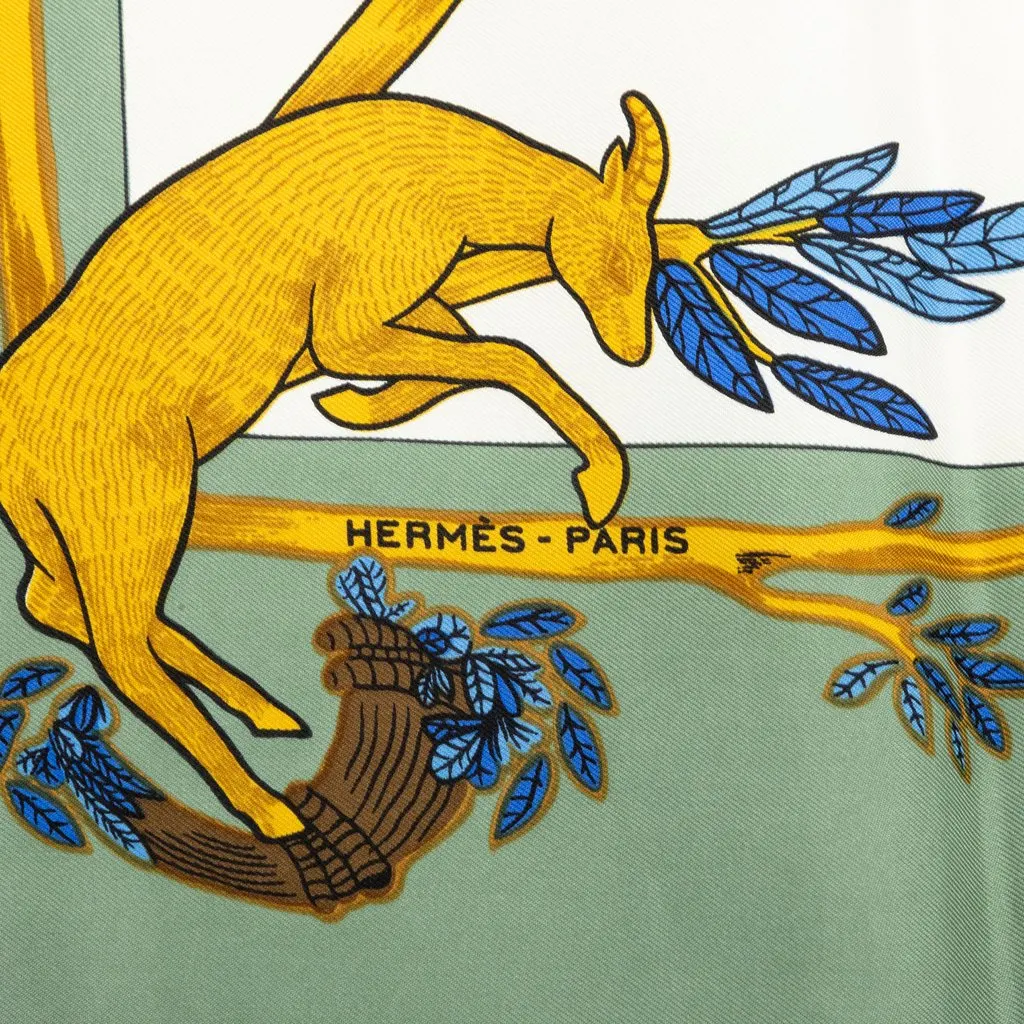 Hermès Animal Alphabet Silk Scarf 90 White Silk Good - Box View