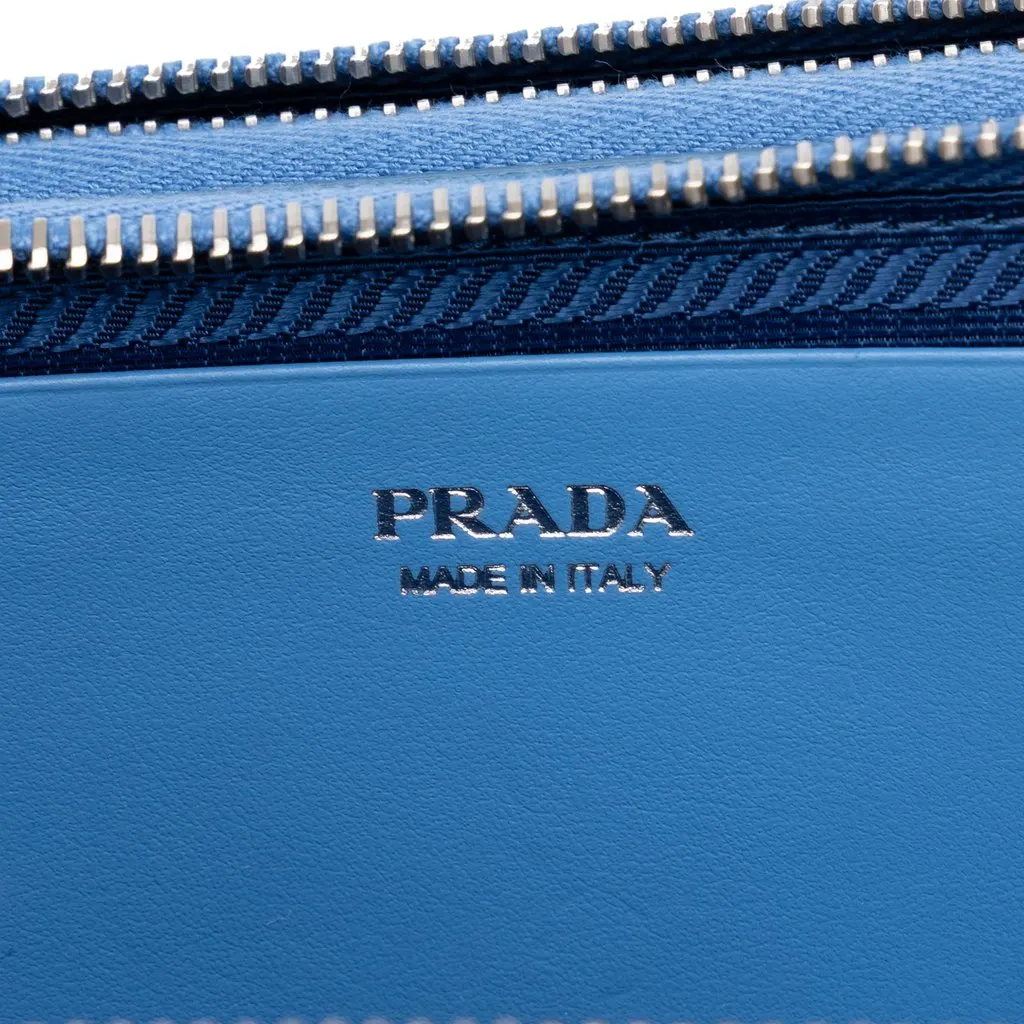 Prada Mini Saffiano Lux Double Triangle Satchel Blue Leather Very good - Box View