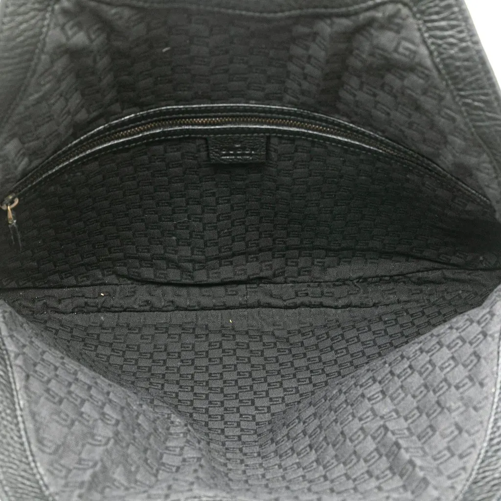 Gucci Pebbled Calfskin Bamboo Hobo Black Leather Very good - Model View