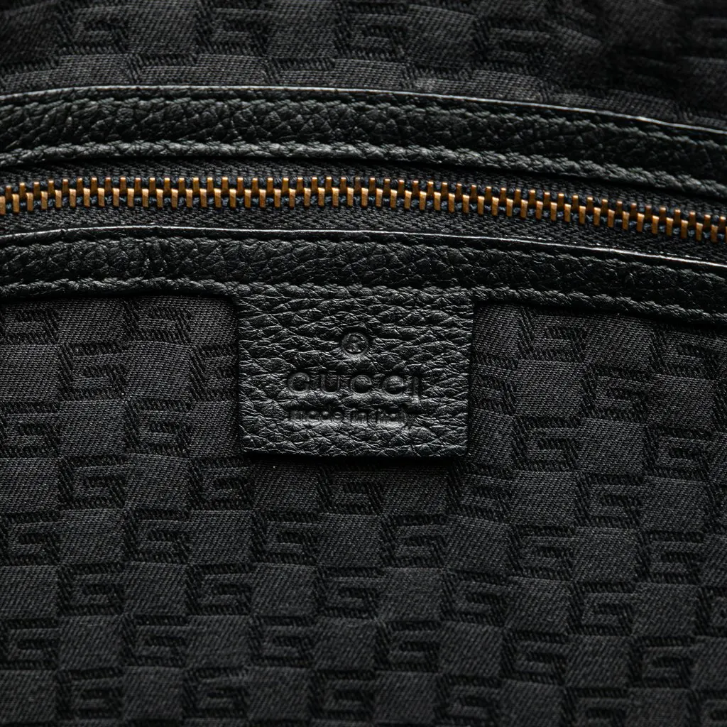 Gucci Pebbled Calfskin Bamboo Hobo Black Leather Very good - Box View