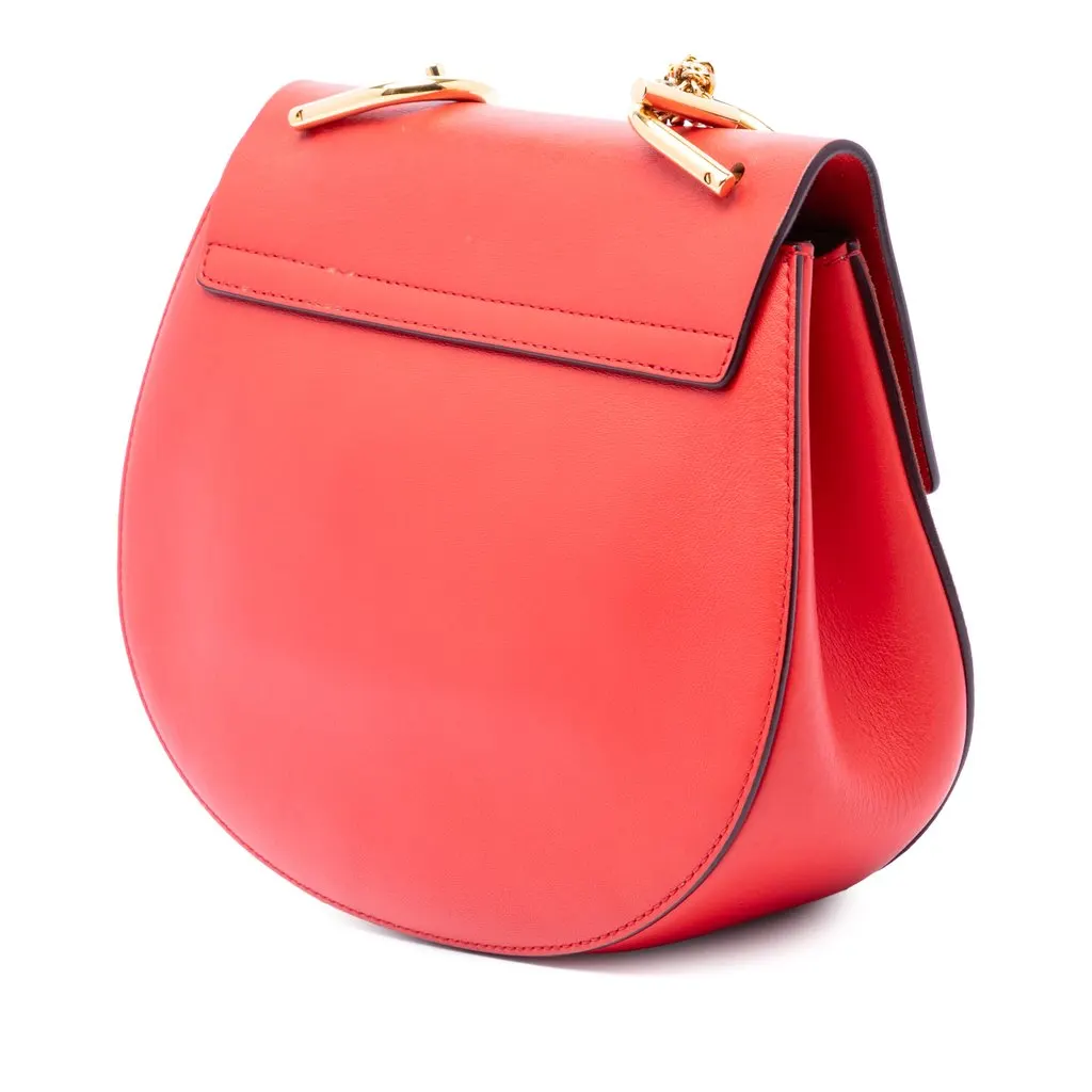 Chloé Small Suede and Calfskin Drew Crossbody Red Suede Very good - Back View