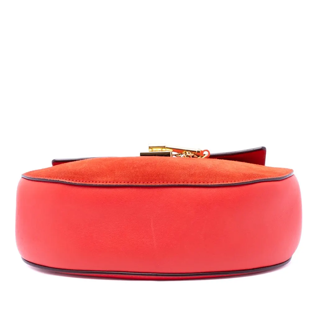Chloé Small Suede and Calfskin Drew Crossbody Red Suede Very good - Inside View