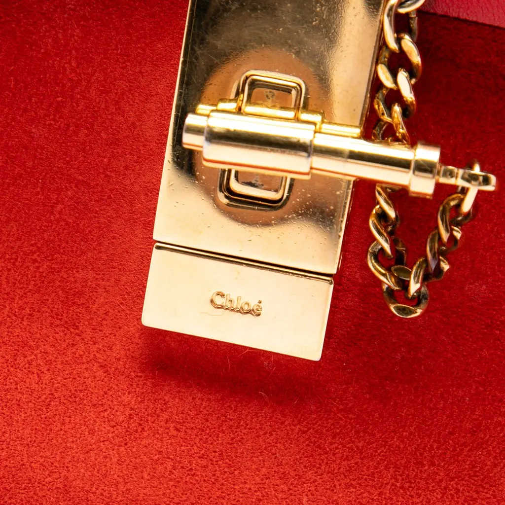 Chloé Small Suede and Calfskin Drew Crossbody Red Suede Very good - Box View